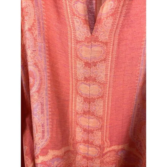 Os Zonda Nellis silk and linen Coral summer 3 piece set tunic tank pants - Picture 6 of 10